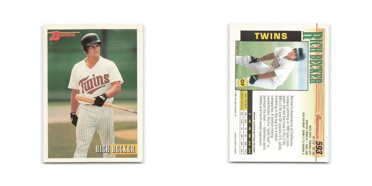 Rich Becker 1993 Bowman #593 Minnesota Twins Baseball Card NM