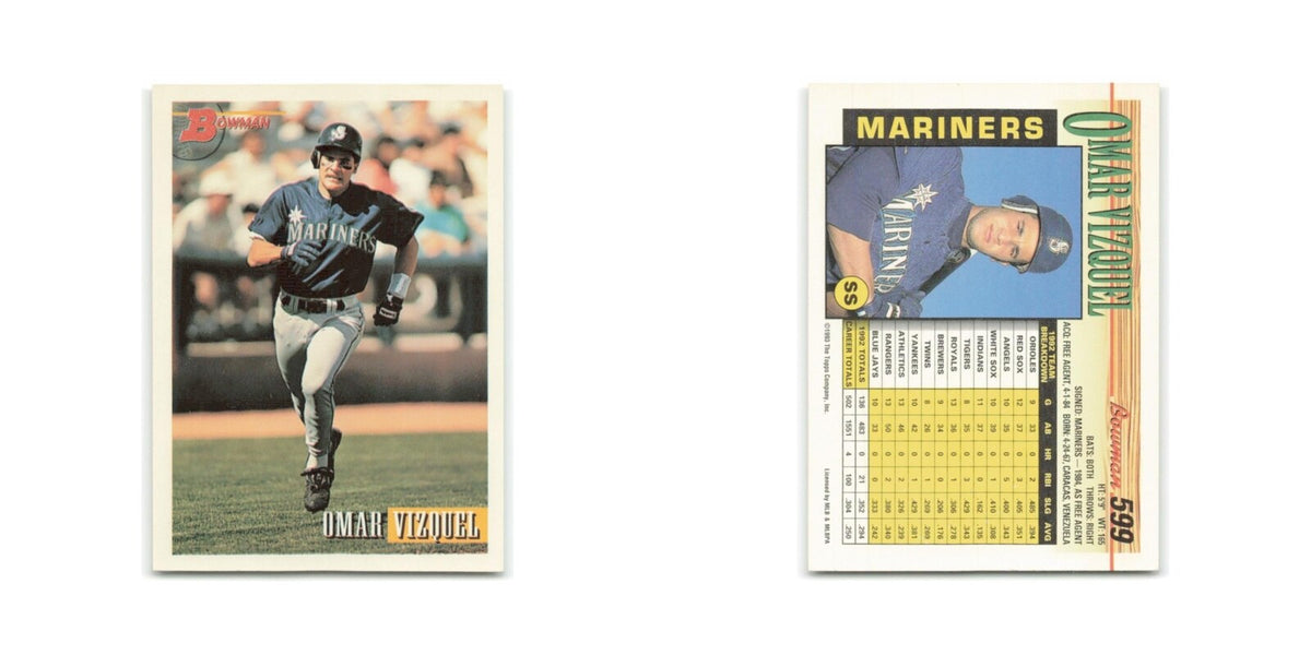 Omar Vizquel 1993 Bowman #599 Seattle Mariners Baseball Card NM