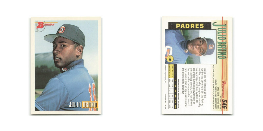 Julio Bruno Rookie 1993 Bowman #546 San Diego Padres Baseball Card NM