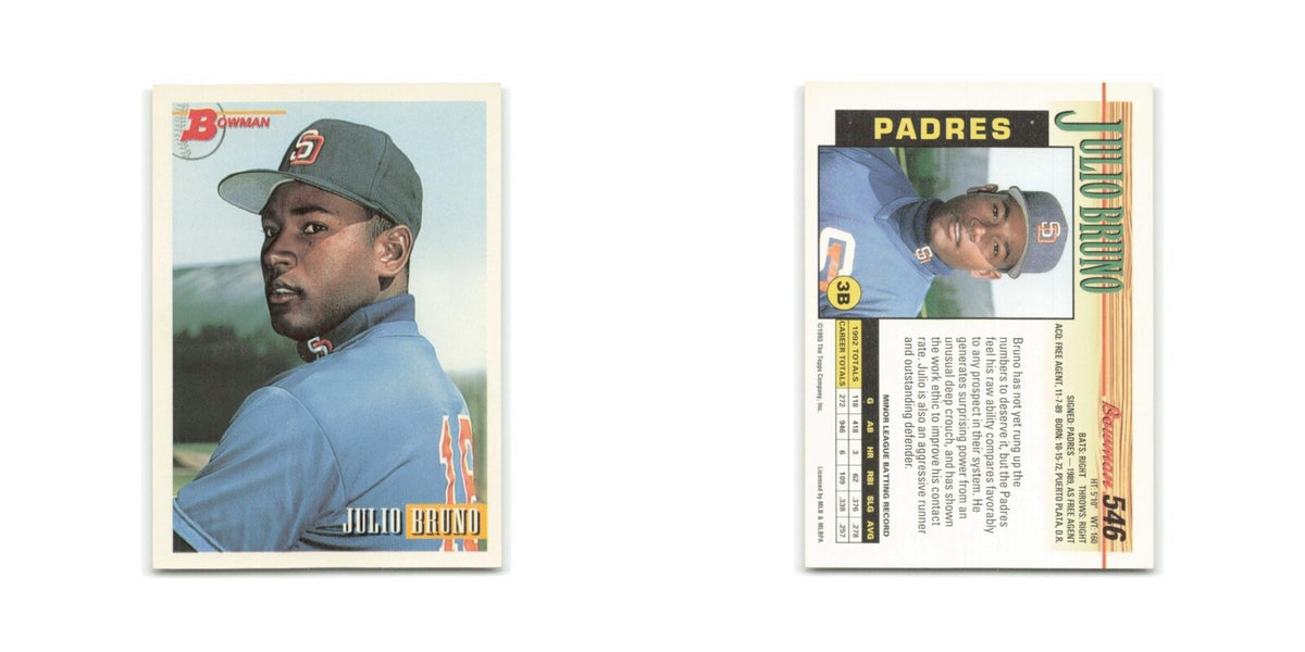 Julio Bruno Rookie 1993 Bowman #546 San Diego Padres Baseball Card NM