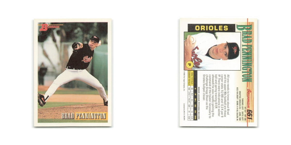 Brad Pennington 1993 Bowman #661 Baltimore Orioles Baseball Card NM
