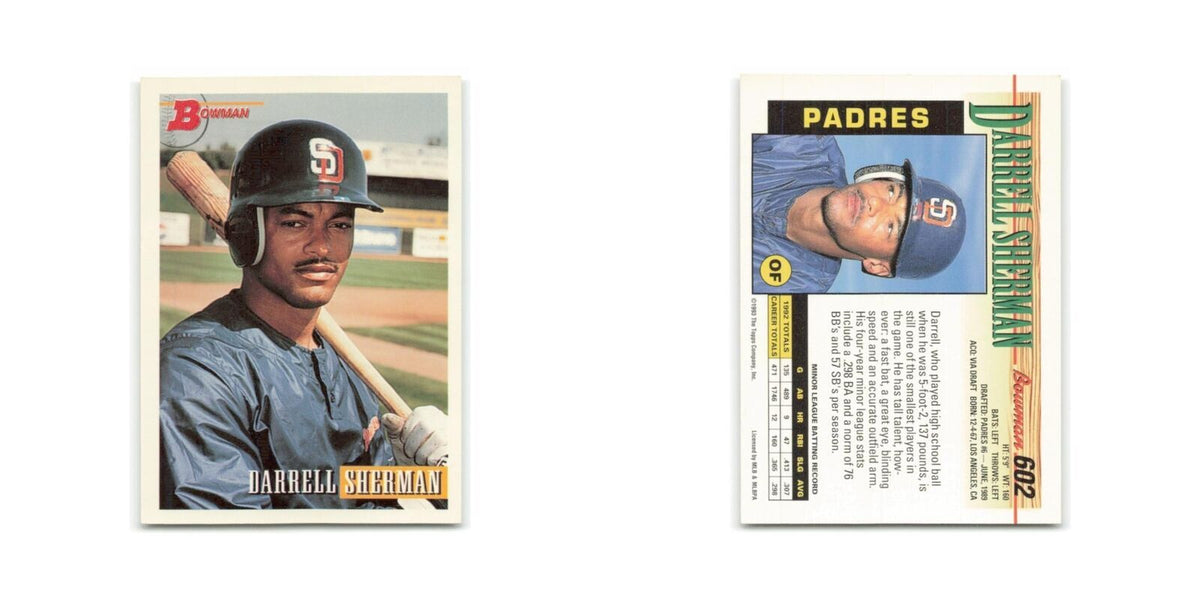 Darrell Sherman Rookie 1993 Bowman #602 San Diego Padres Baseball Card NM