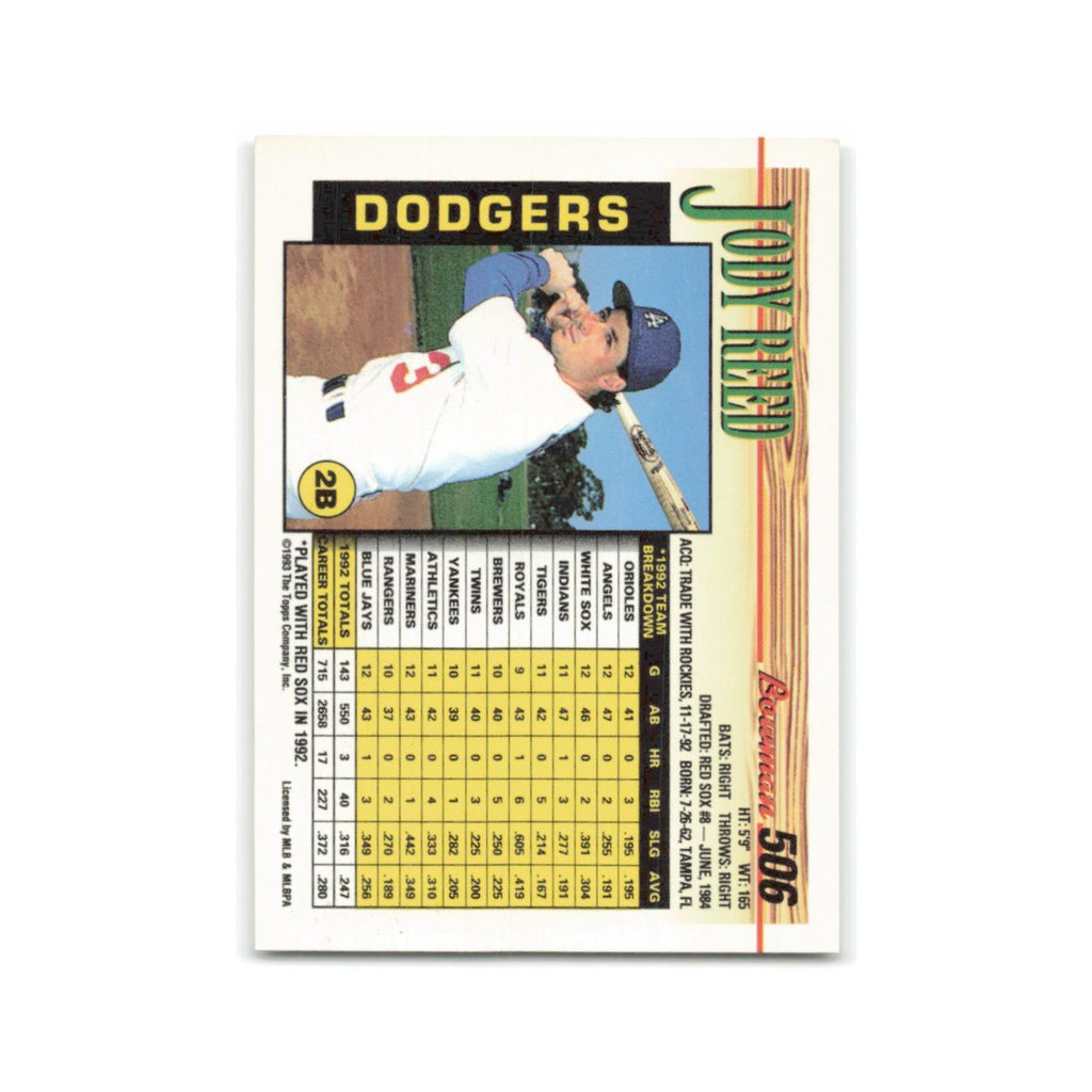 Jody Reed 1993 Bowman #506 Los Angeles Dodgers Baseball Card NM
