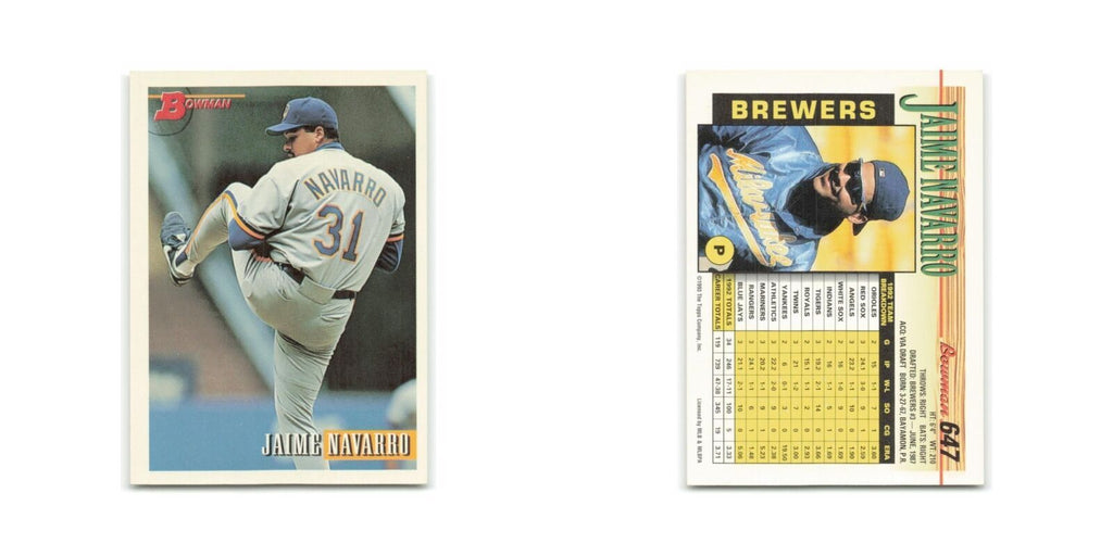 Jaime Navarro 1993 Bowman #647 Milwaukee Brewers Baseball Card NM