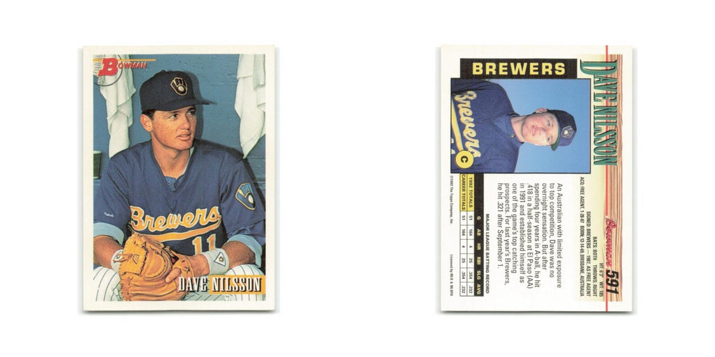 Dave Nilsson 1993 Bowman #591 Milwaukee Brewers Baseball Card NM