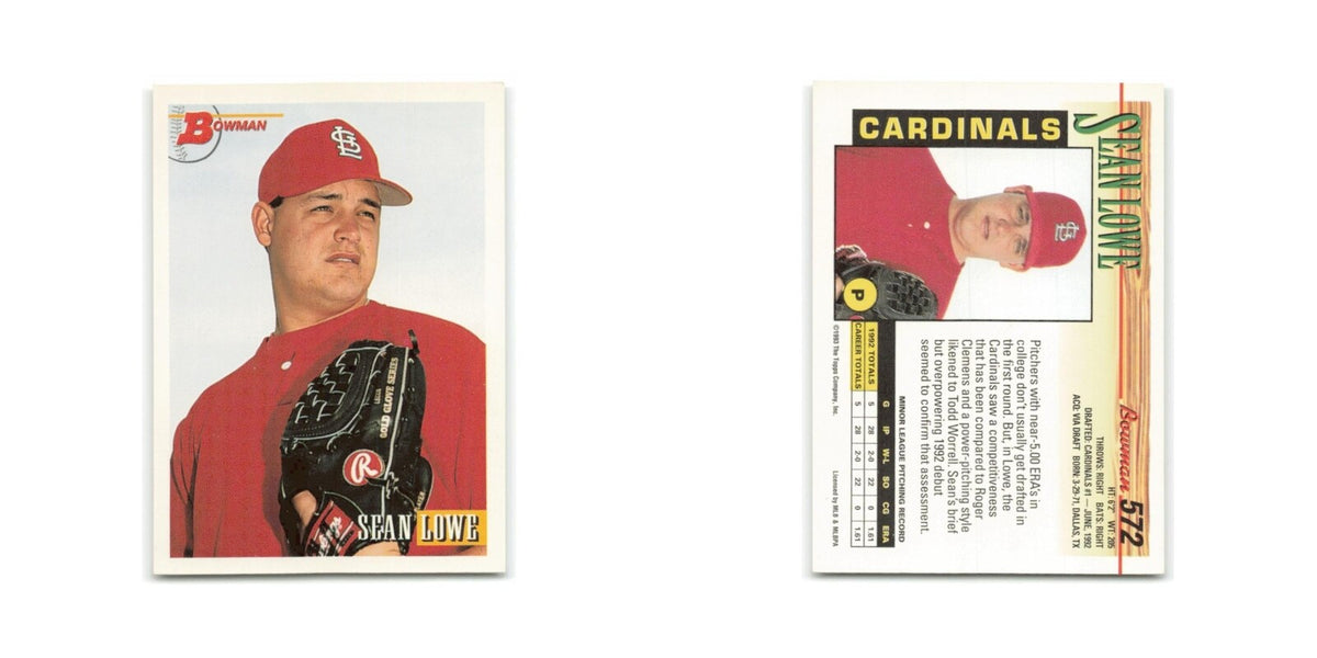 Sean Lowe Rookie 1993 Bowman #572 St. Louis Cardinals Baseball Card NM