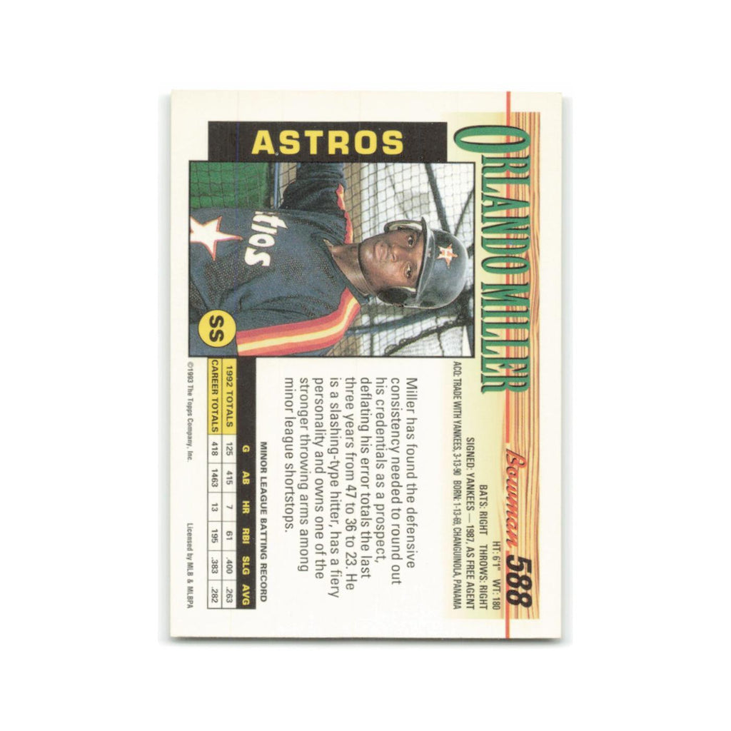 Orlando Miller 1993 Bowman #588 Houston Astros Baseball Card NM