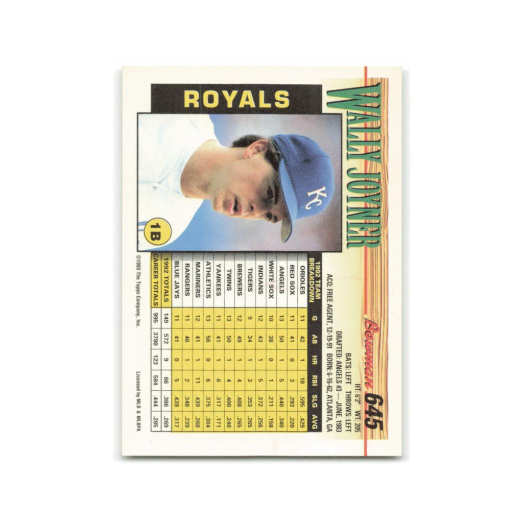 Wally Joyner 1993 Bowman #645 Kansas City Royals Baseball Card NM