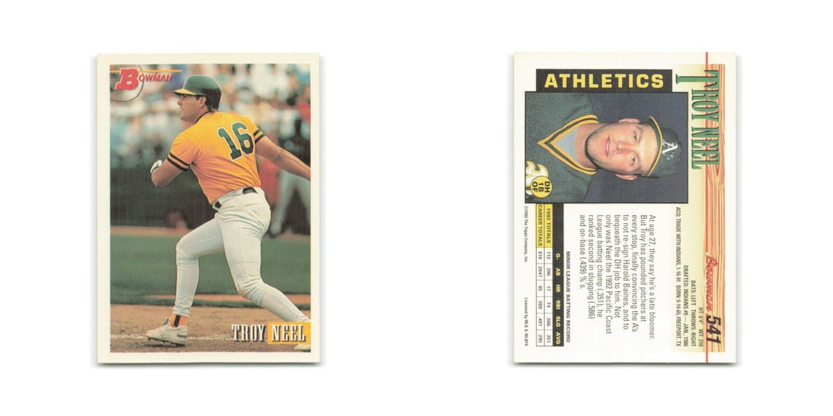 Troy Neel Rookie 1993 Bowman #541 Oakland Athletics Baseball Card NM