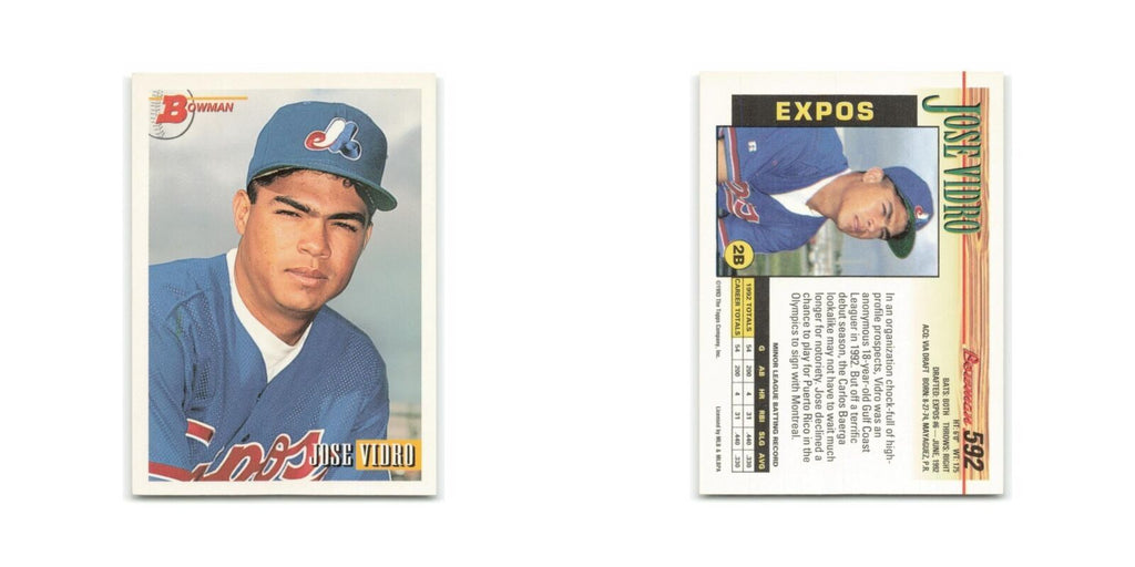 Jose Vidro Rookie 1993 Bowman #592 Montreal Expos Baseball Card NM