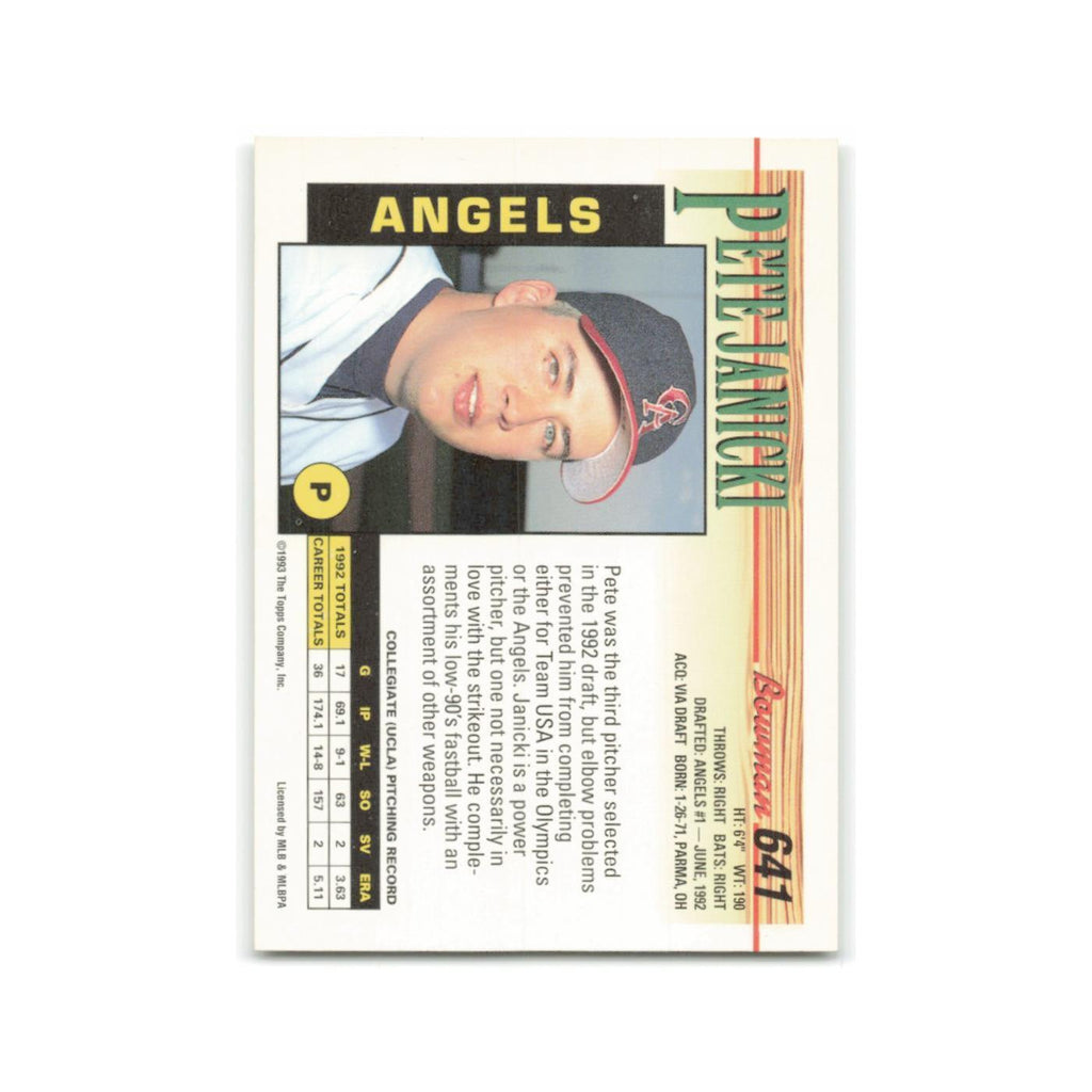 Pete Janicki Rookie 1993 Bowman #641 California Angels Baseball Card NM