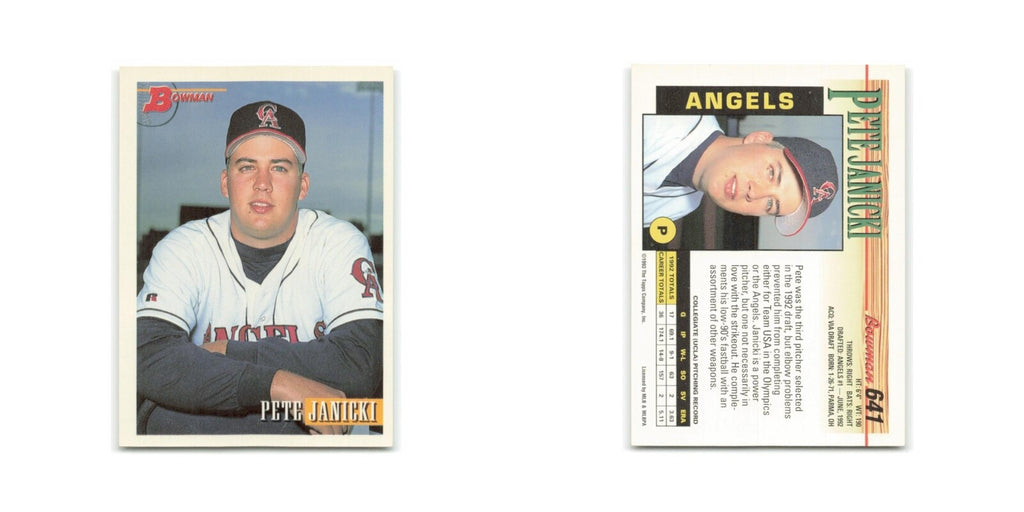 Pete Janicki Rookie 1993 Bowman #641 California Angels Baseball Card NM
