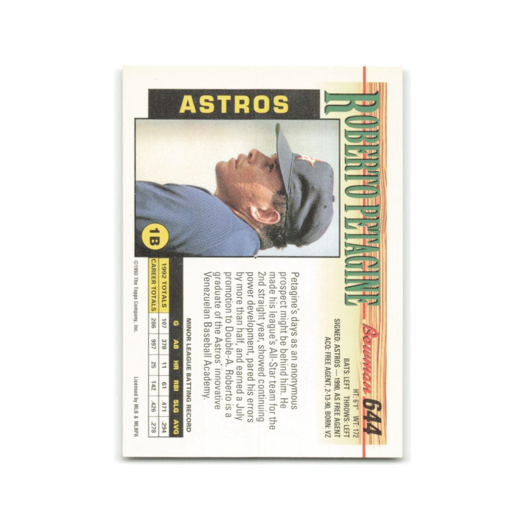 Roberto Petagine 1993 Bowman #644 Houston Astros Baseball Card NM