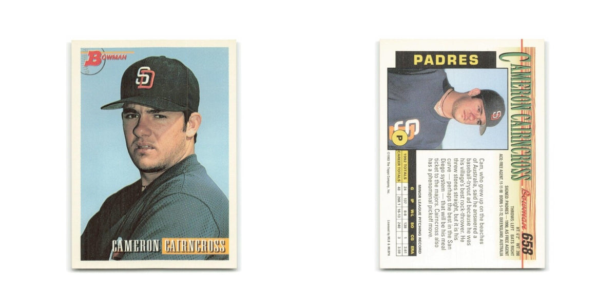 Cameron Cairncross Rookie 1993 Bowman #658 San Diego Padres Baseball Card NM