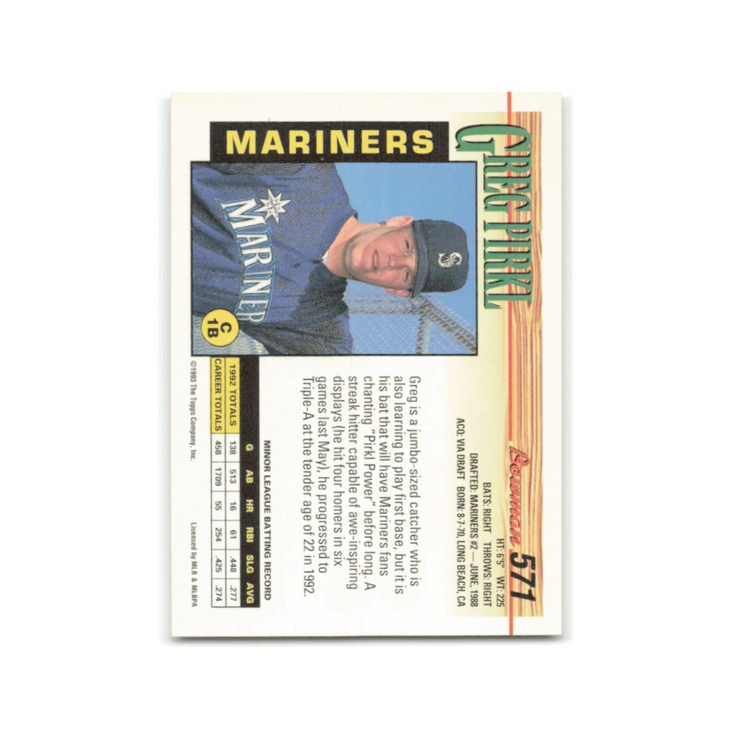 Greg Pirkl 1993 Bowman #571 Seattle Mariners Baseball Card NM