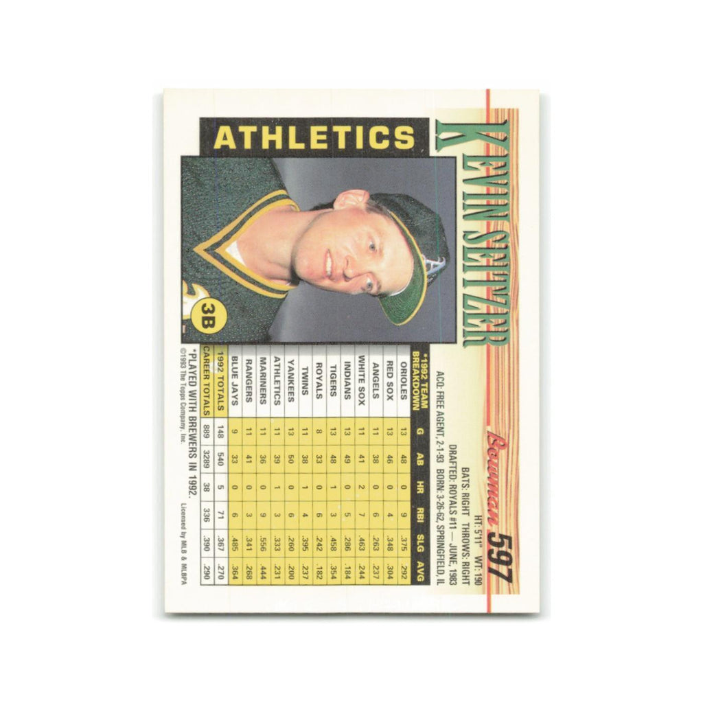 Kevin Seitzer 1993 Bowman #597 Oakland Athletics Baseball Card NM