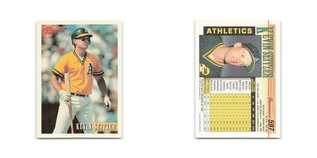 Kevin Seitzer 1993 Bowman #597 Oakland Athletics Baseball Card NM
