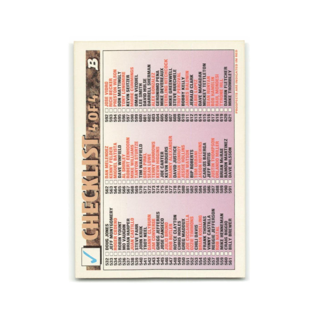 Checklist 1993 Bowman #708 Baseball Card NM
