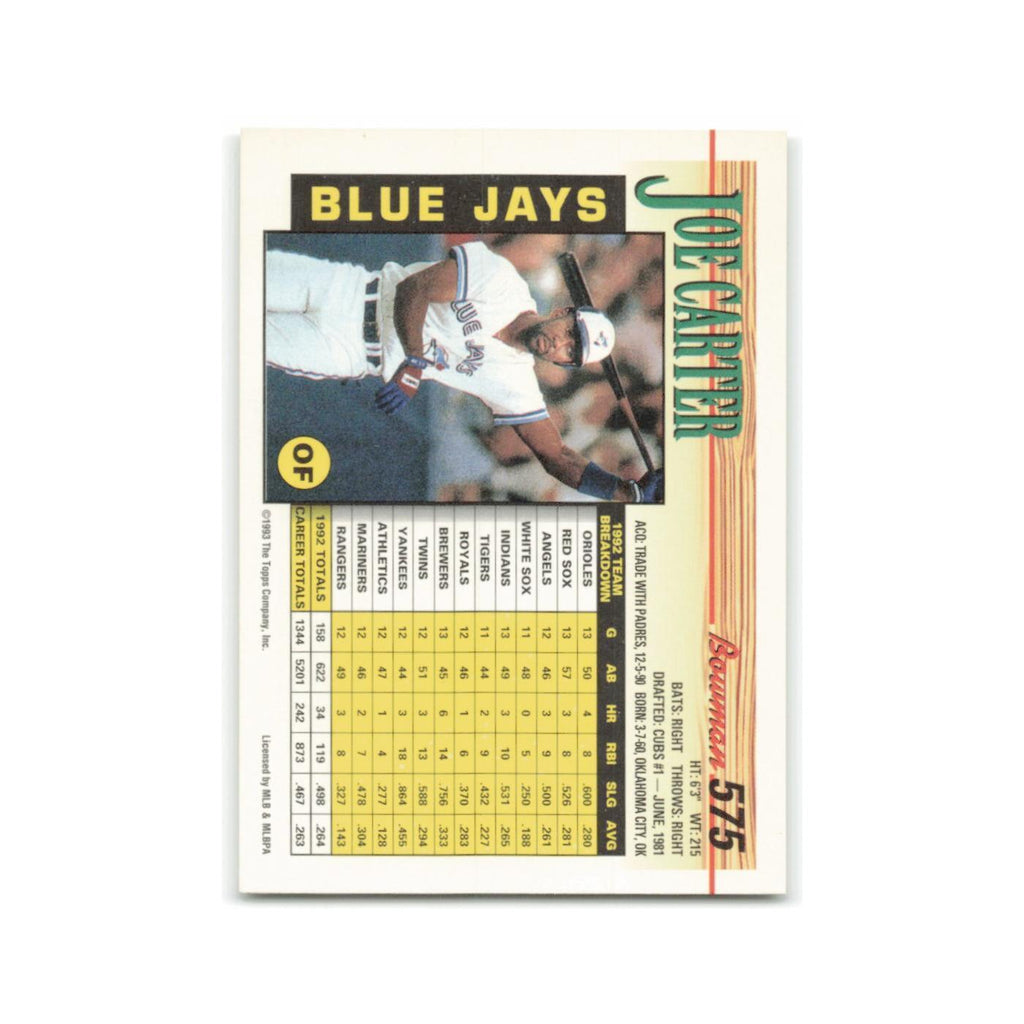 Joe Carter 1993 Bowman #575 Toronto Blue Jays Baseball Card NM
