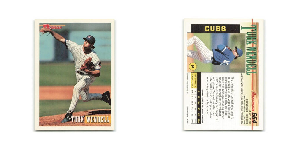 Turk Wendell 1993 Bowman #664 Chicago Cubs Baseball Card NM