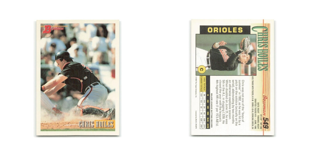 Chris Hoiles 1993 Bowman #549 Baltimore Orioles Baseball Card NM