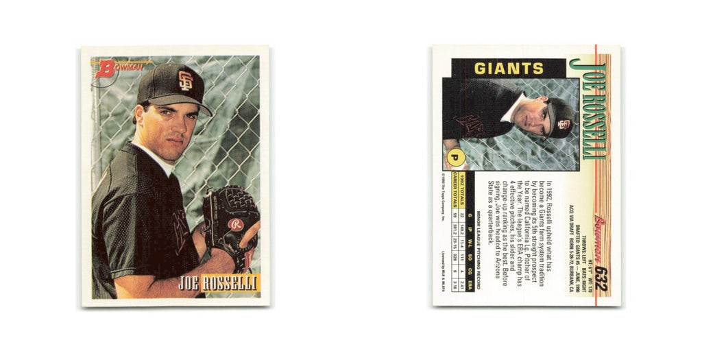 Joe Rosselli Rookie 1993 Bowman #632 San Francisco Giants Baseball Card NM