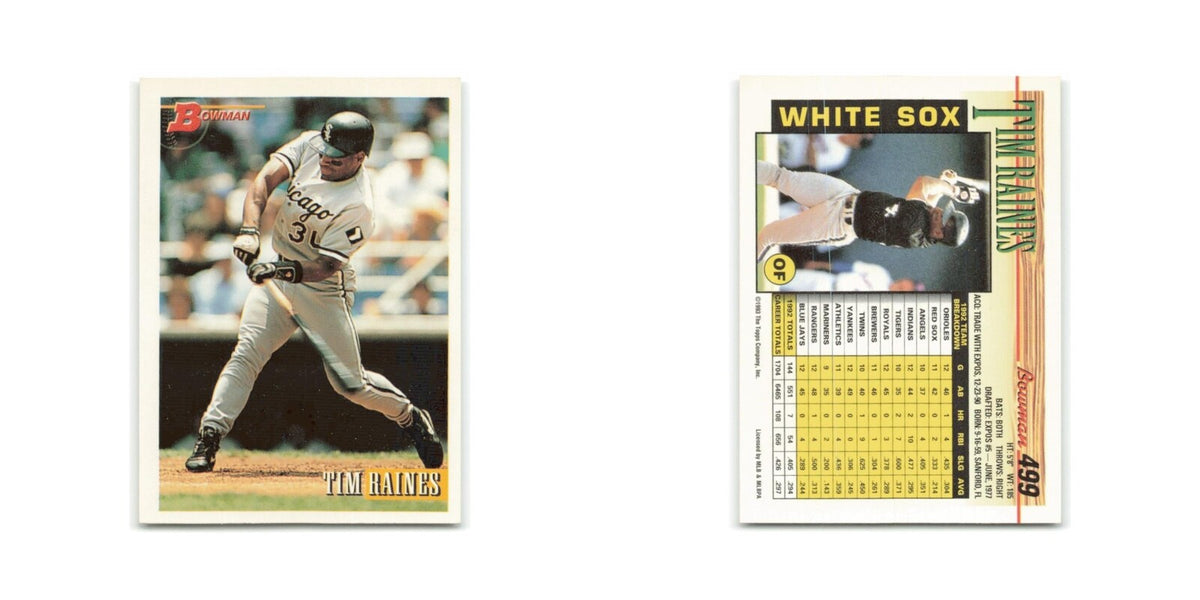 Tim Raines 1993 Bowman #499 Chicago White Sox Baseball Card NM