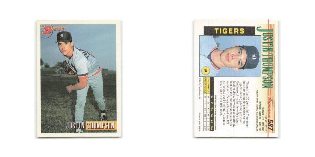 Justin Thompson 1993 Bowman #587 Detroit Tigers Baseball Card NM