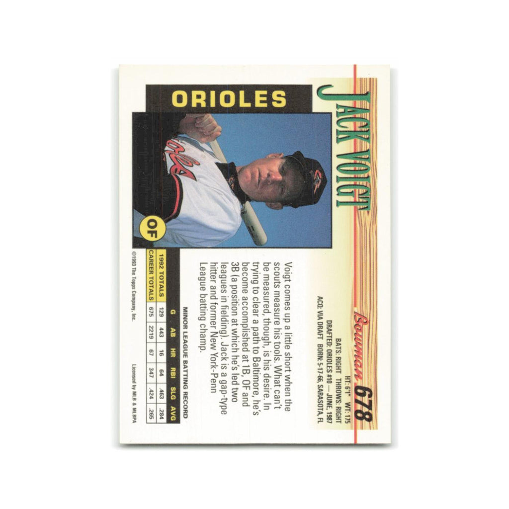 Jack Voigt Rookie 1993 Bowman #678 Baltimore Orioles Baseball Card NM