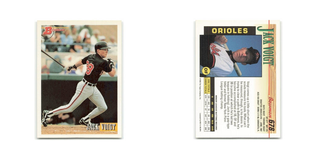 Jack Voigt Rookie 1993 Bowman #678 Baltimore Orioles Baseball Card NM