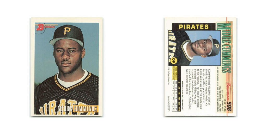 Midre Cummings Rookie 1993 Bowman #598 Pittsburgh Pirates Baseball Card NM