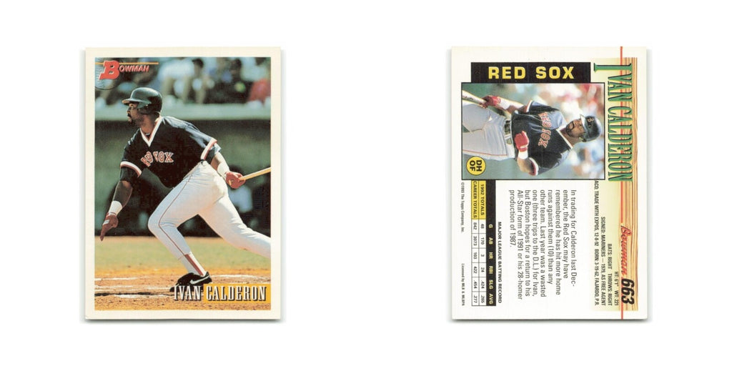 Ivan Calderon 1993 Bowman #663 Boston Red Sox Baseball Card NM