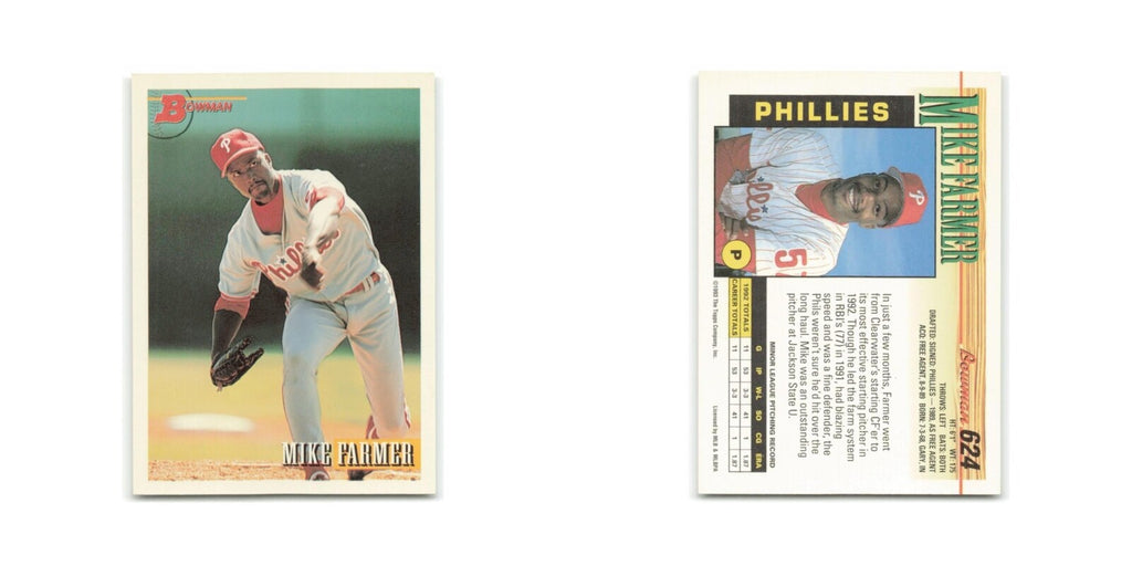 Mike Farmer Rookie 1993 Bowman #624 Philadelphia Phillies Baseball Card NM
