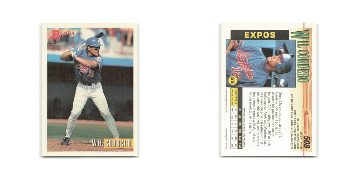 Wil Cordero 1993 Bowman #508 Montreal Expos Baseball Card NM