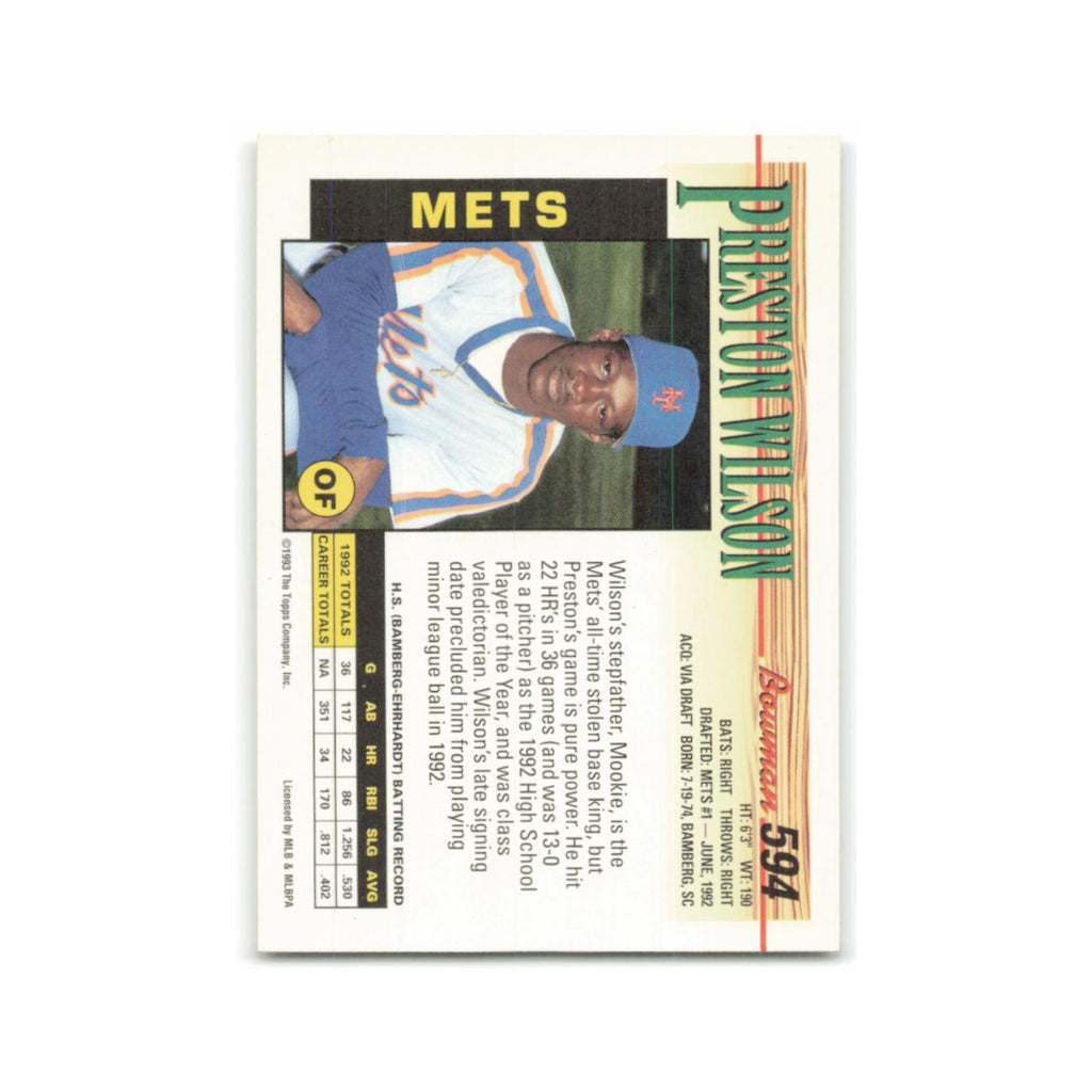 Preston Wilson Rookie 1993 Bowman #594 New York Mets Baseball Card NM