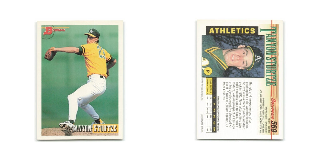 Tanyon Sturtze Rookie 1993 Bowman #569 Oakland Athletics Baseball Card NM