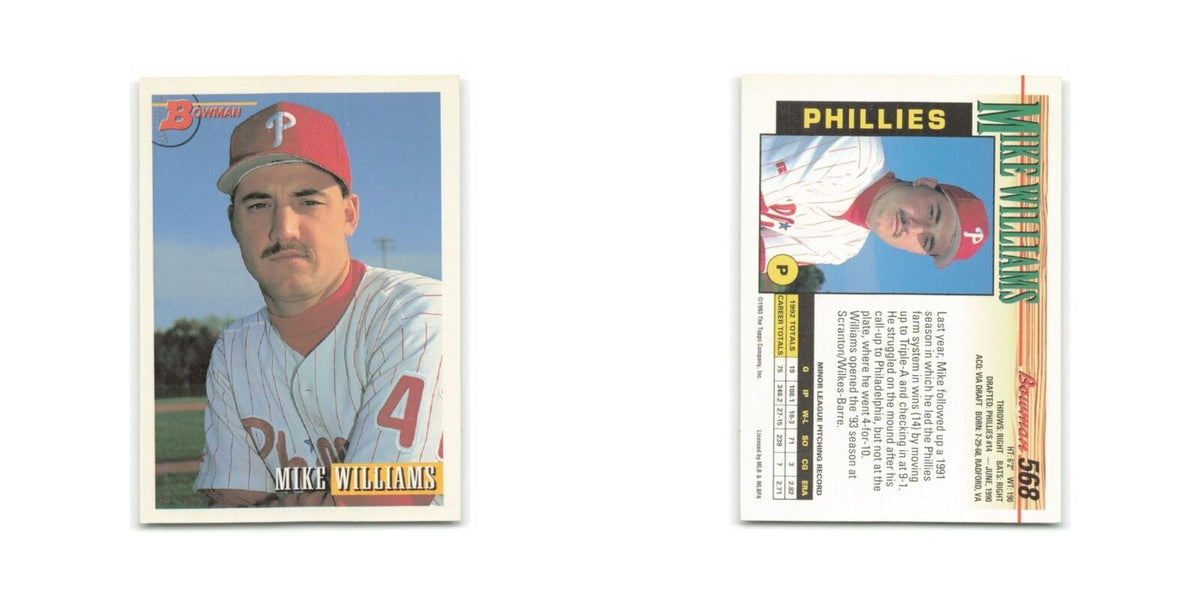 Mike Williams 1993 Bowman #568 Philadelphia Phillies Baseball Card NM