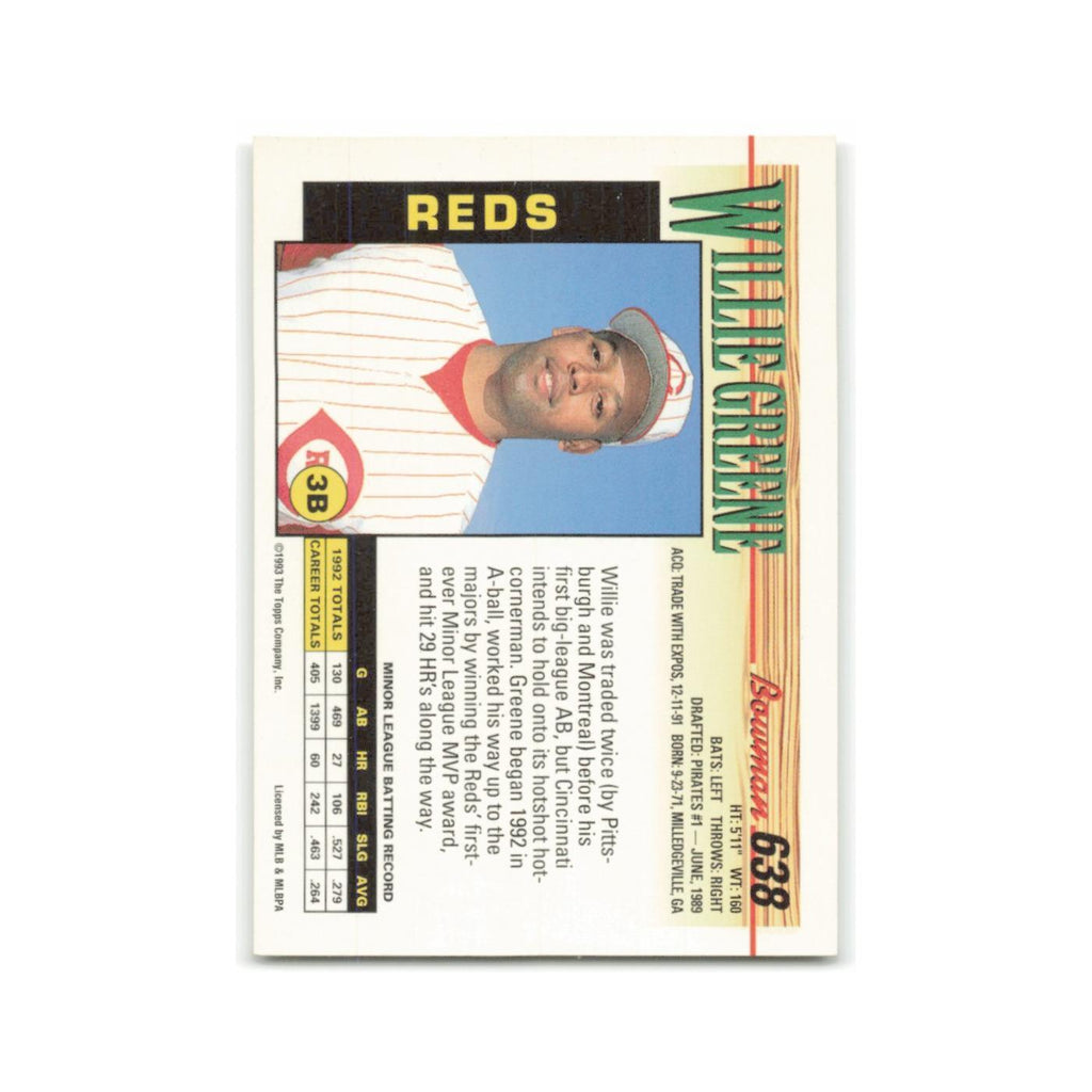 Willie Greene 1993 Bowman #638 Cincinnati Reds Baseball Card NM