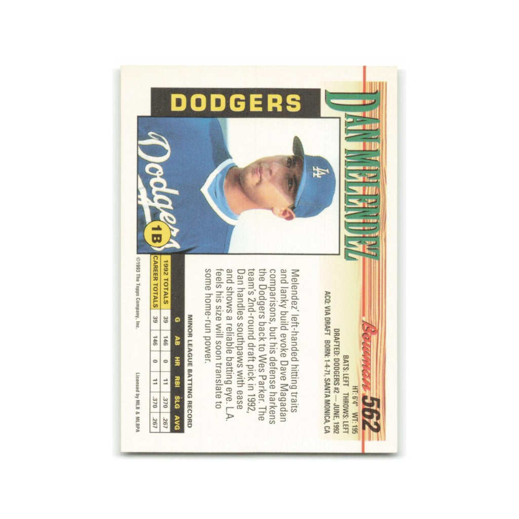 Dan Melendez 1993 Bowman #562 Los Angeles Dodgers Baseball Card NM