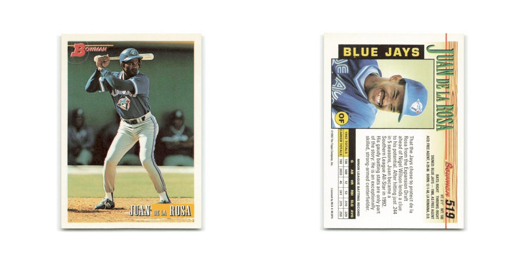 Juan de la Rosa Rookie 1993 Bowman #519 Toronto Blue Jays Baseball Card NM