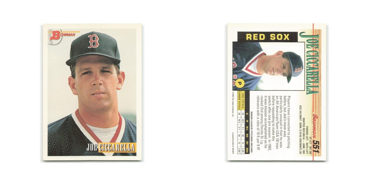 Joe Ciccarella Rookie 1993 Bowman #551 Boston Red Sox Baseball Card NM
