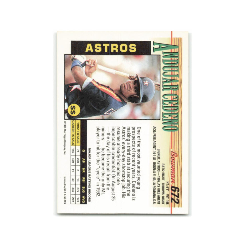 Andujar Cedeno 1993 Bowman #672 Houston Astros Baseball Card NM