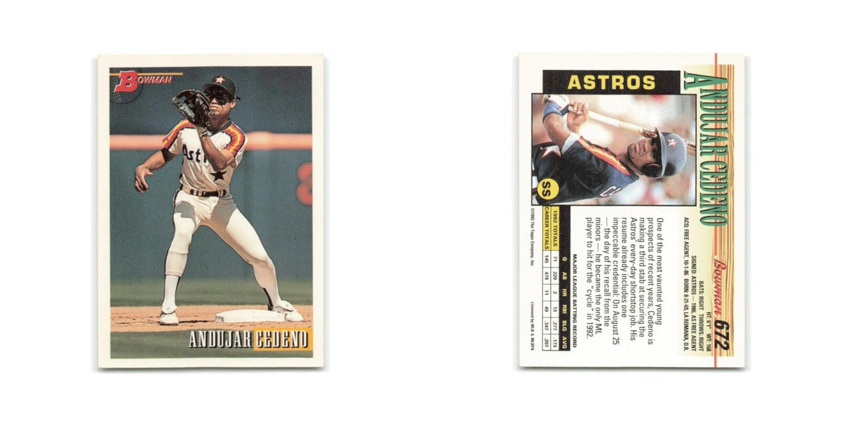 Andujar Cedeno 1993 Bowman #672 Houston Astros Baseball Card NM