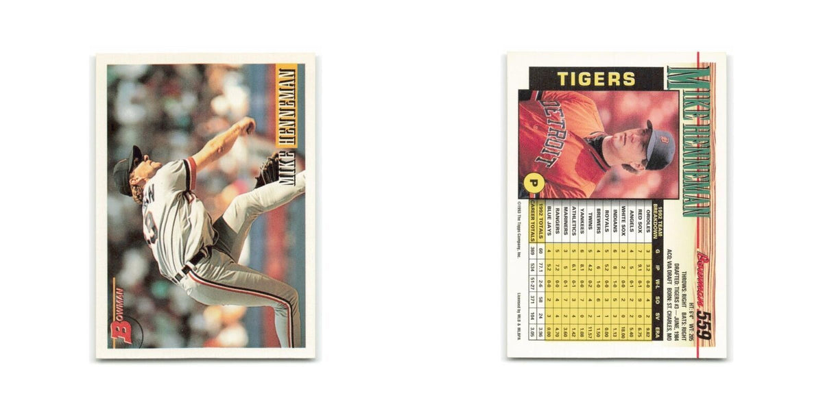 Mike Henneman 1993 Bowman #559 Detroit Tigers Baseball Card NM