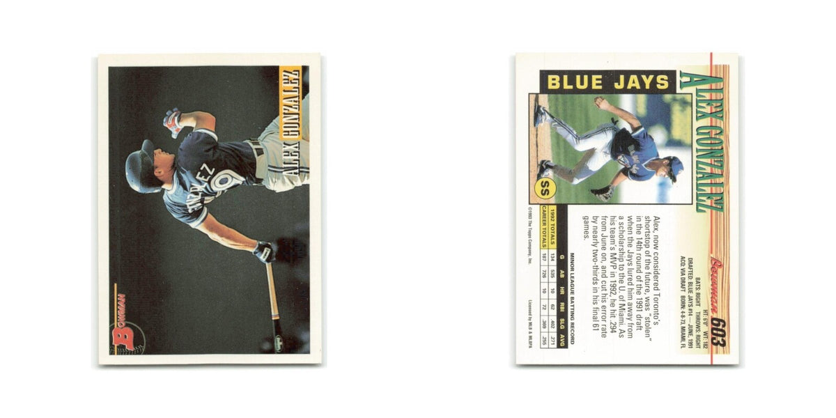 Alex Gonzalez 1993 Bowman #603 Toronto Blue Jays Baseball Card NM