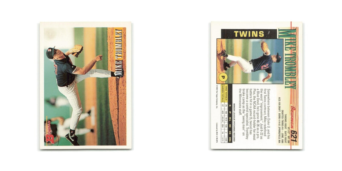 Mike Trombley 1993 Bowman #621 Minnesota Twins Baseball Card NM