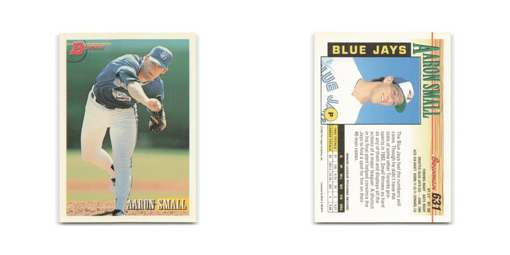 Aaron Small Rookie 1993 Bowman #631 Toronto Blue Jays Baseball Card NM