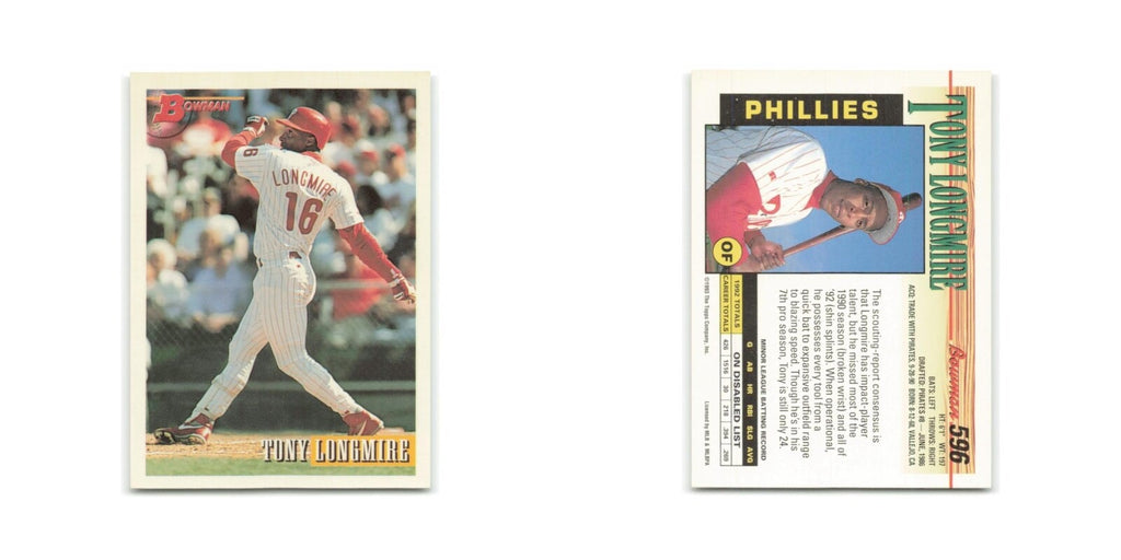Tony Longmire 1993 Bowman #596 Philadelphia Phillies Baseball Card NM