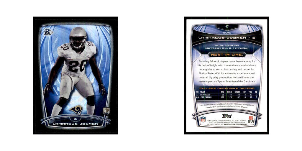 2014 Bowman Foil Lamarcus Joyner RC Football Cards #47
