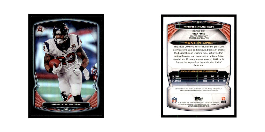 2014 Bowman Foil Arian Foster Football Cards #108